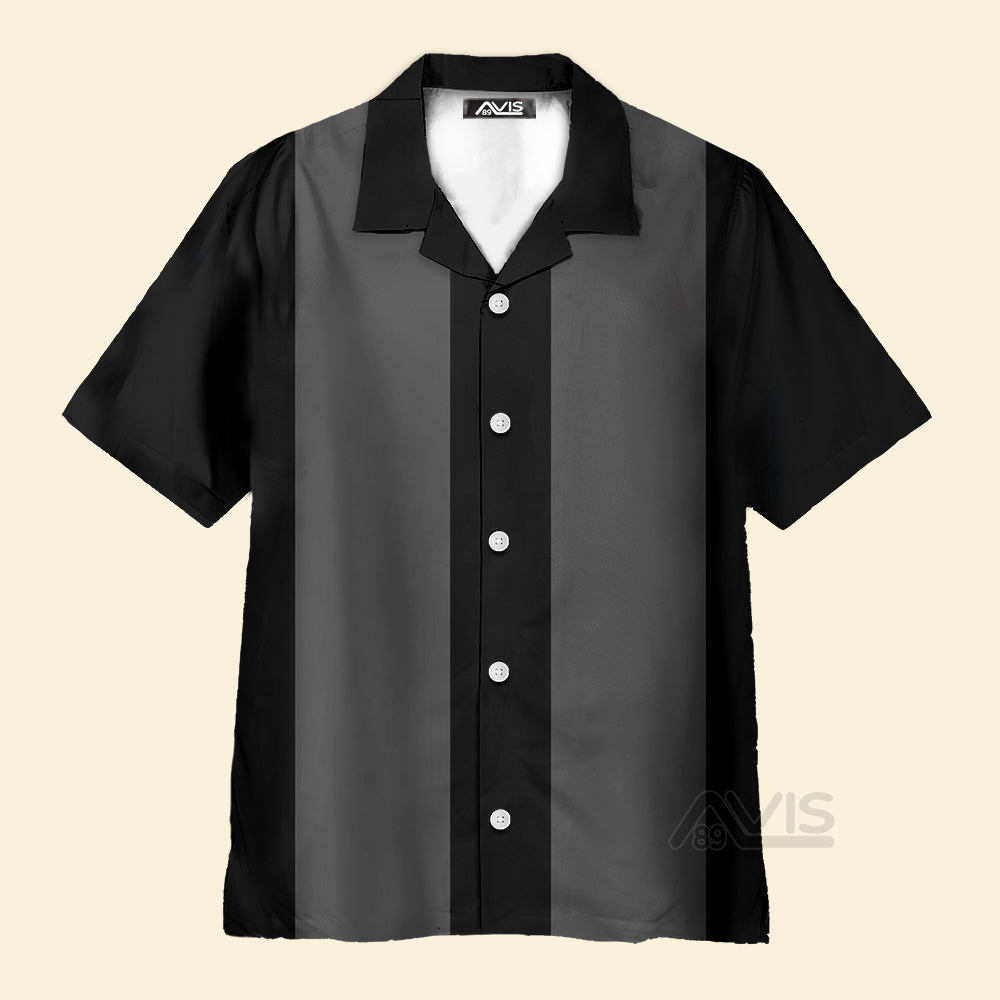 Avis89 50s Bowling Style Grey Black - Hawaiian Shirt