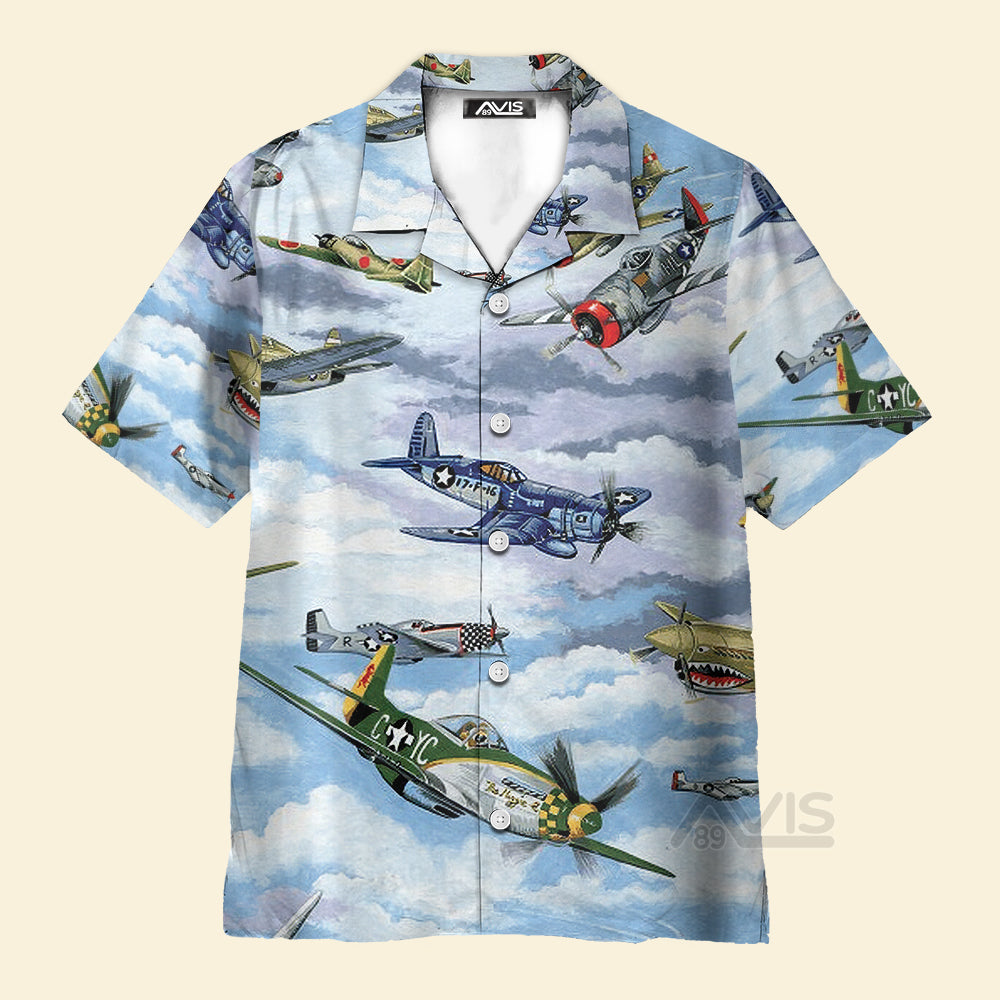 Avis89 World War 2 Fighter Planes & Aircrafts - Hawaiian Shirt