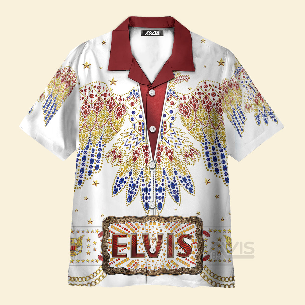 Elvis Aloha White - Costume Cosplay Hawaiian Shirt ELHS04