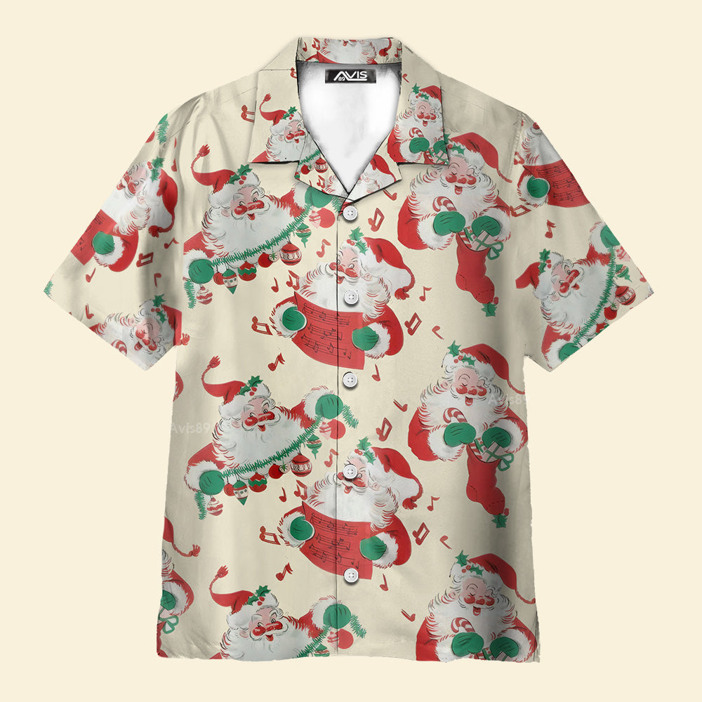 Christmas Cute Santa Claus Singing - Hawaiian Shirt