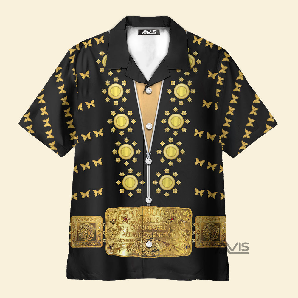 Avis89 Elvis Butterfly Black Costume Cosplay - Hawaiian Shirt