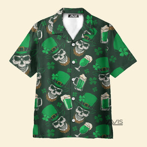 Avis89 St. Patrick's Day Beer And Skull Pattern - Hawaiian Shirt