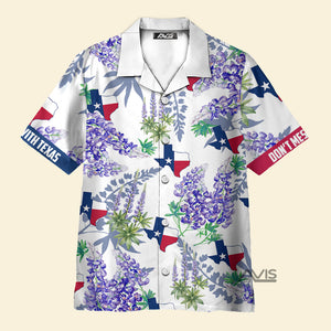 Avis89 Bluebonnet Texas Purple Version Button Down Floral And Flag - Hawaiian Shirt