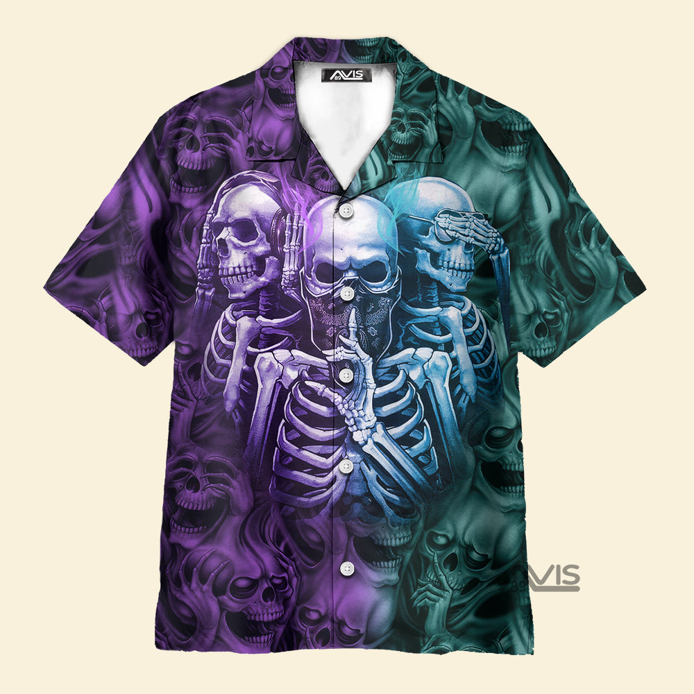 Avis89 Skull Neither Hear Nor See - Hawaiian Shirt