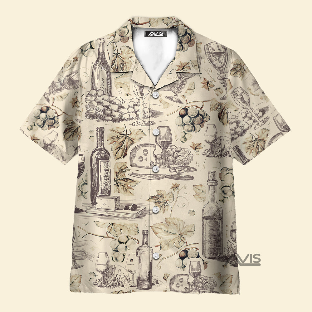 Avis89 Wine And Grape Retro Art - Hawaiian Shirt