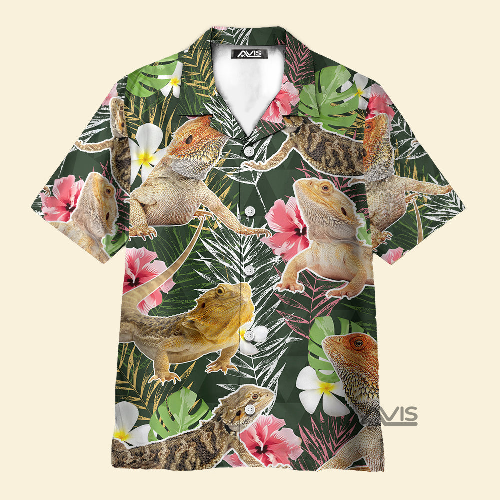 Bearded Dragon Tropical Leaf - Hawaiian Shirt