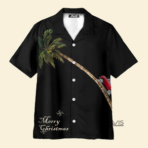 Merry Christmas Car And Coconut Tree Black - Hawaiian Shirt