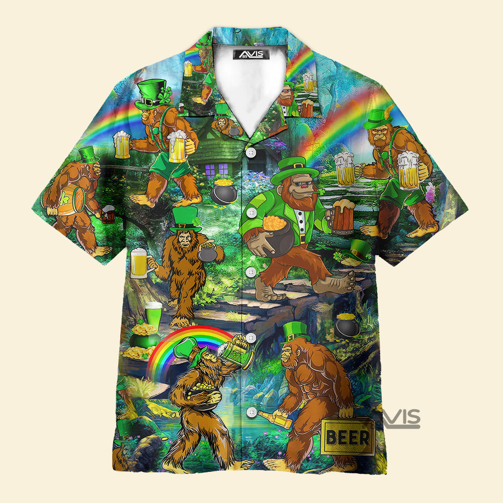 Avis89 Oktoberfest Irish Bigfoot And Beer St Patrick's Day - Hawaiian Shirt