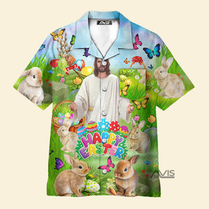 Avis89 Jesus Happy Easter Rabbit Chilling In The Flower - Hawaiian Shirt