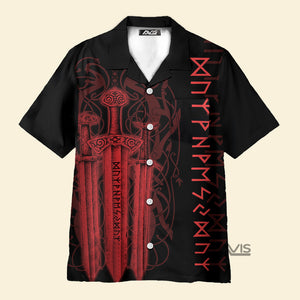 Avis89 Red Viking Sword Black Aloha - Hawaiian Shirt