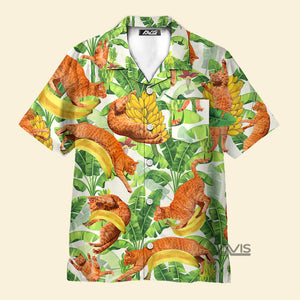 Cat Funny And Jumping Bananas - Hawaiian Shirt