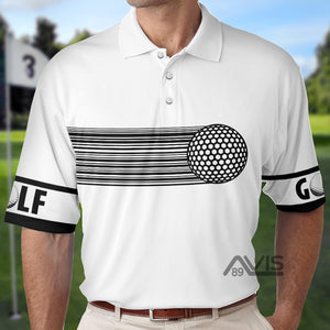 Black And White Stripes Barcode Golfing - Men Polo Shirt  