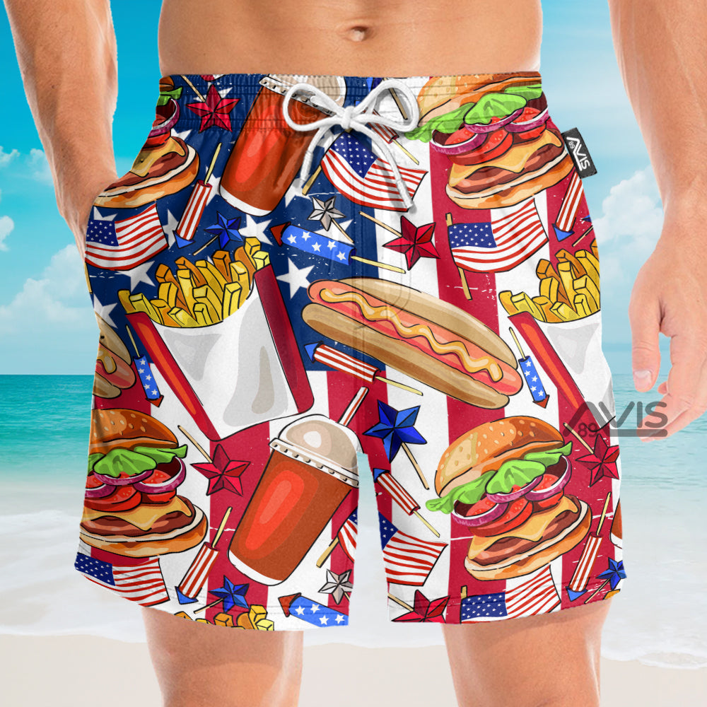 Food Independence Day Star America - Beach Shorts