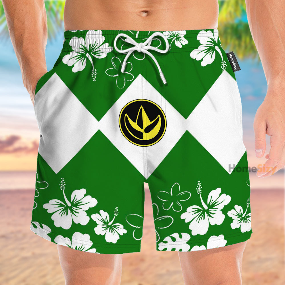 Mighty Morphin Power Ranger Green Cosplay Costume - Beach Shorts