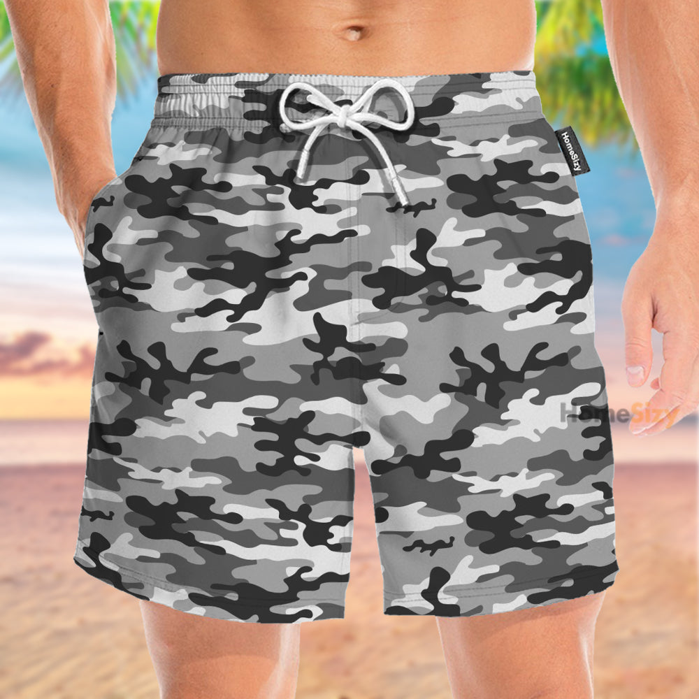 Grey Camouflage Pattern - Beach Shorts