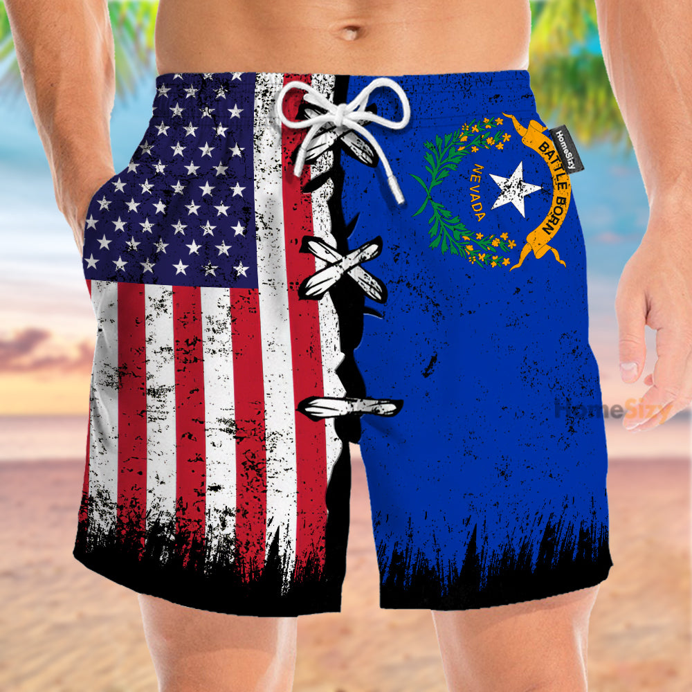 Nevada x American Flag - Beach Shorts