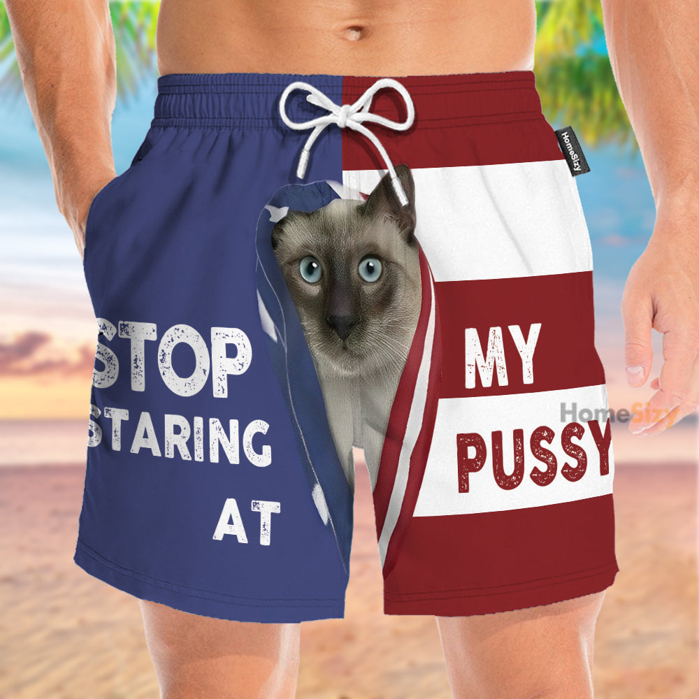 Siamese Cat Stop Staring At My Pussy - Beach Shorts