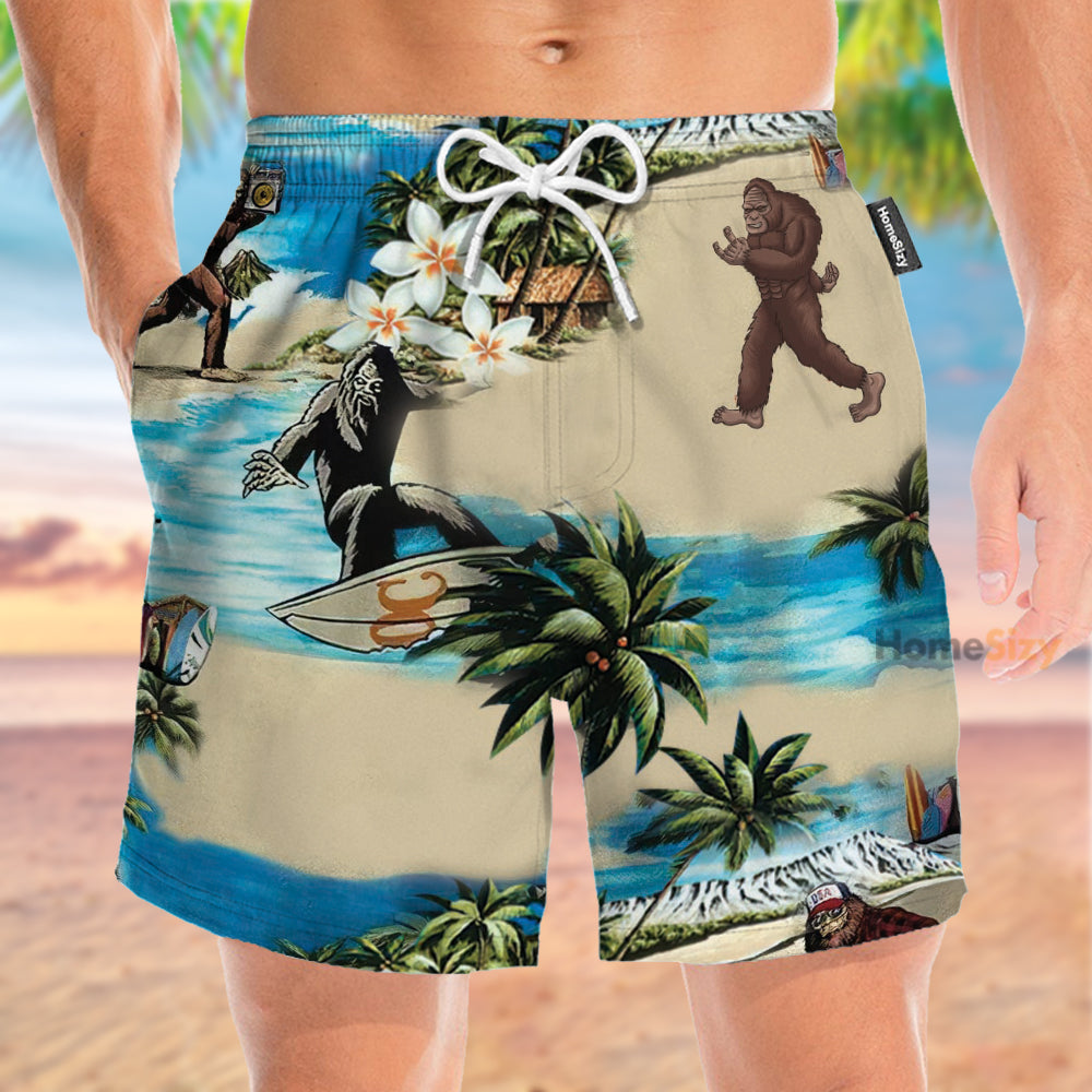 Bigfoot On The Beach - Beach Shorts