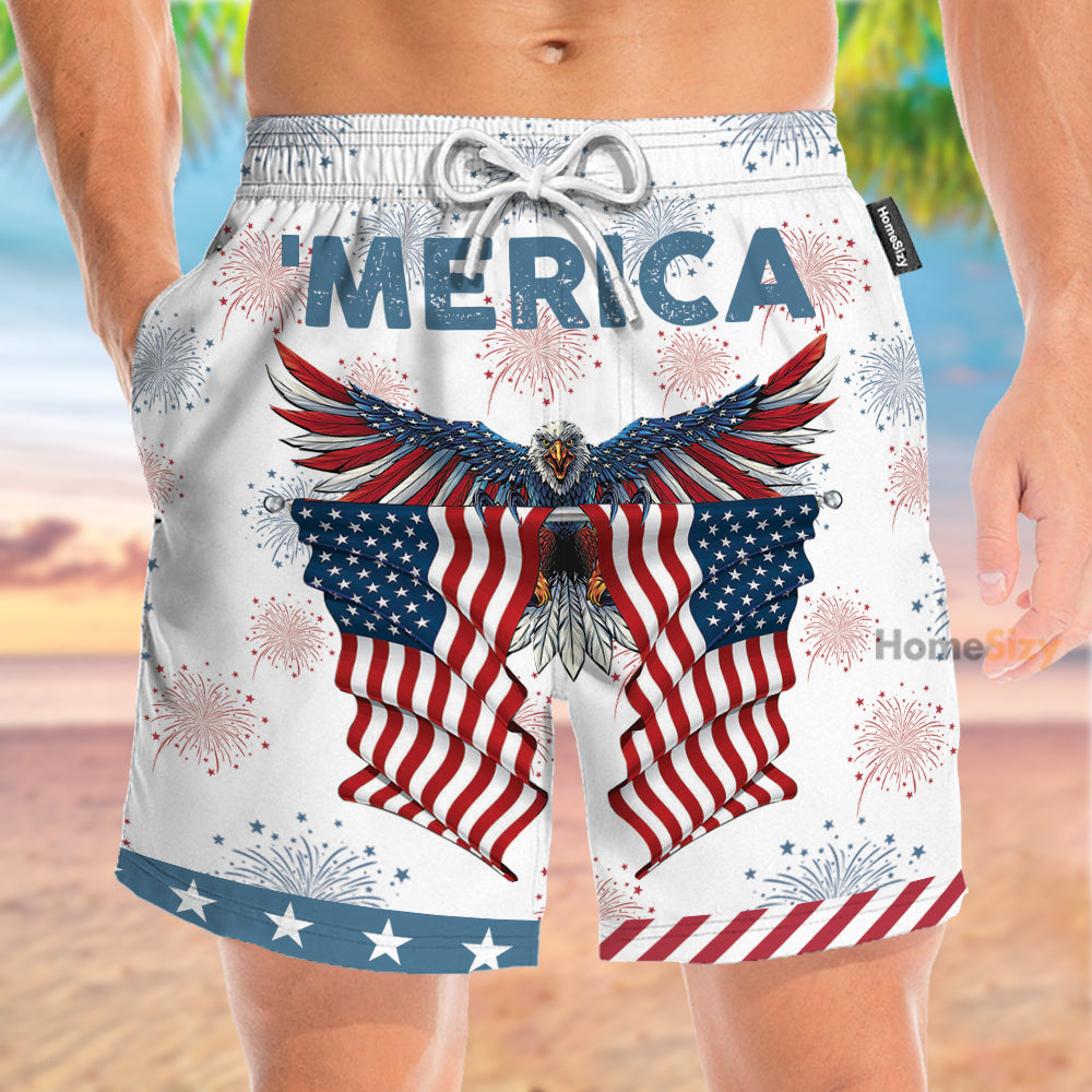 Patriot America Eagle 4th July Idependence Day - Beach Shorts