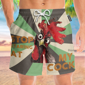 Stop Staring At My Coc Green Brown - Beach Shorts