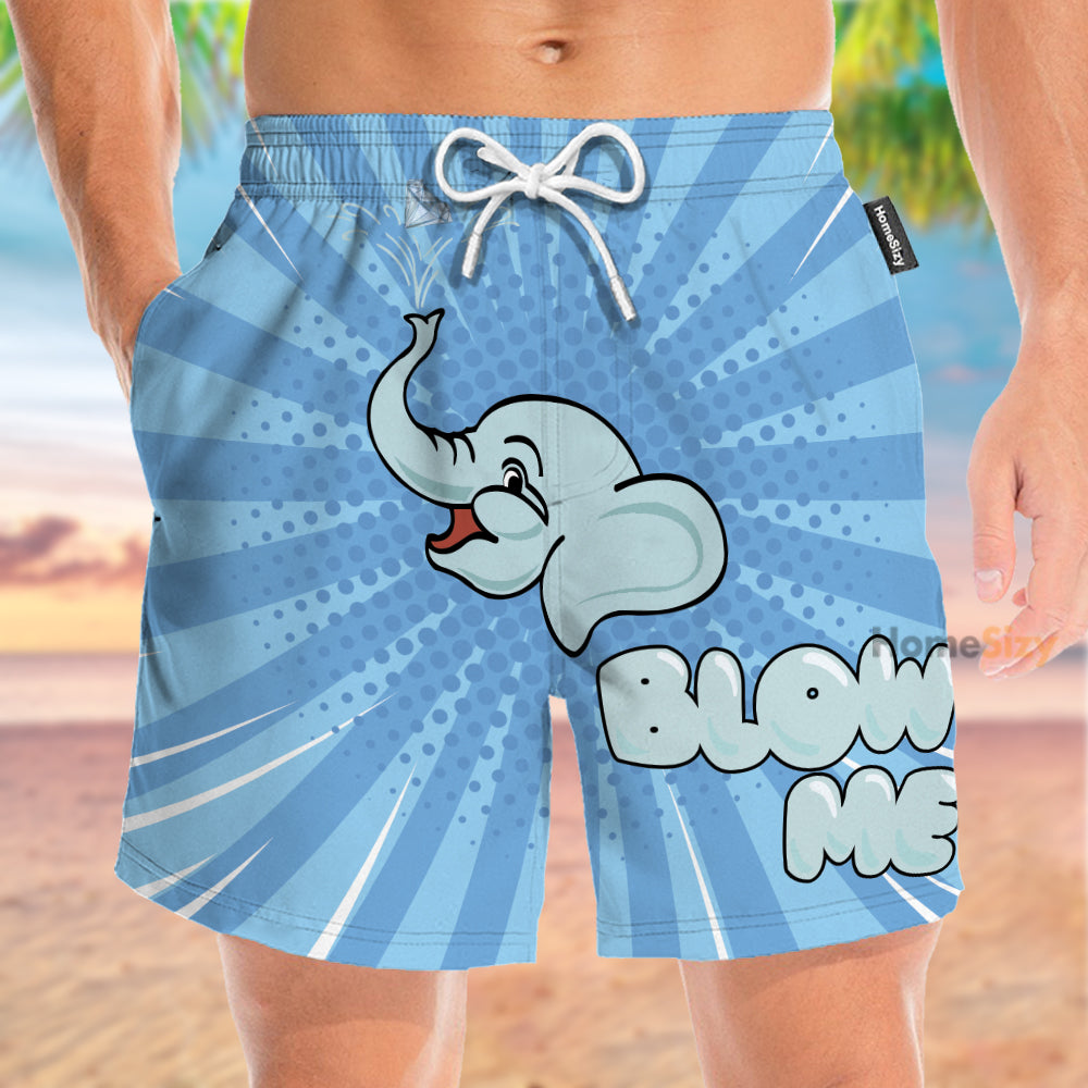 Blow Me Elephant Funny - Beach Shorts