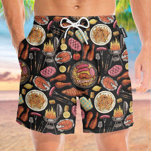 Barbecue Grill Fry Food - Beach Shorts