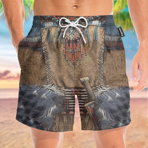 Native American Feathers Costume Cosplay - Beach Shorts