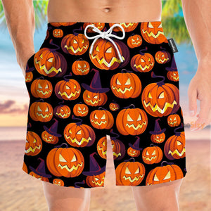 Pumpkin Halloween Pattern - Beach Shorts