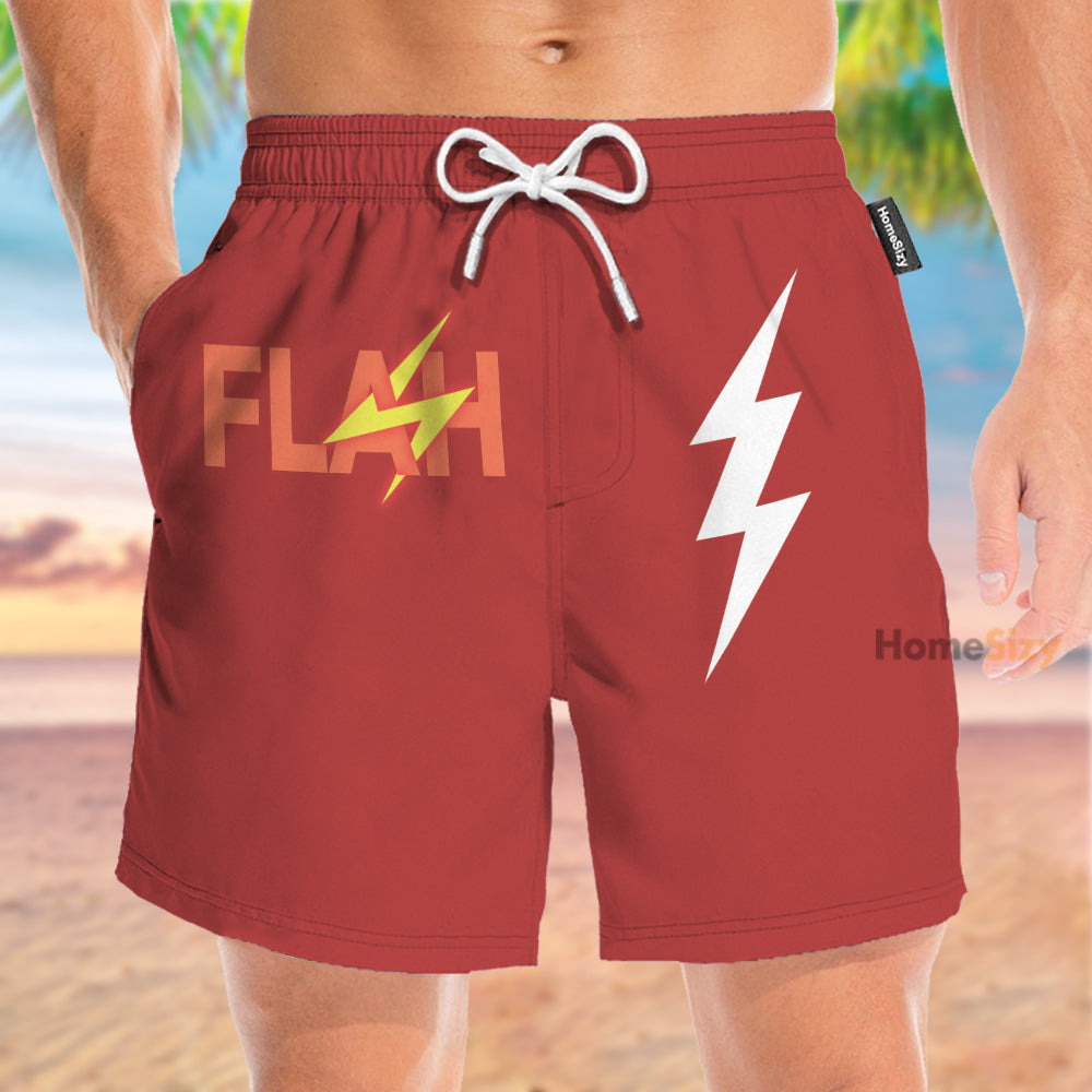 Flash Comic Vintage Emblem Embossed Cosplay Costume - Beach Shorts