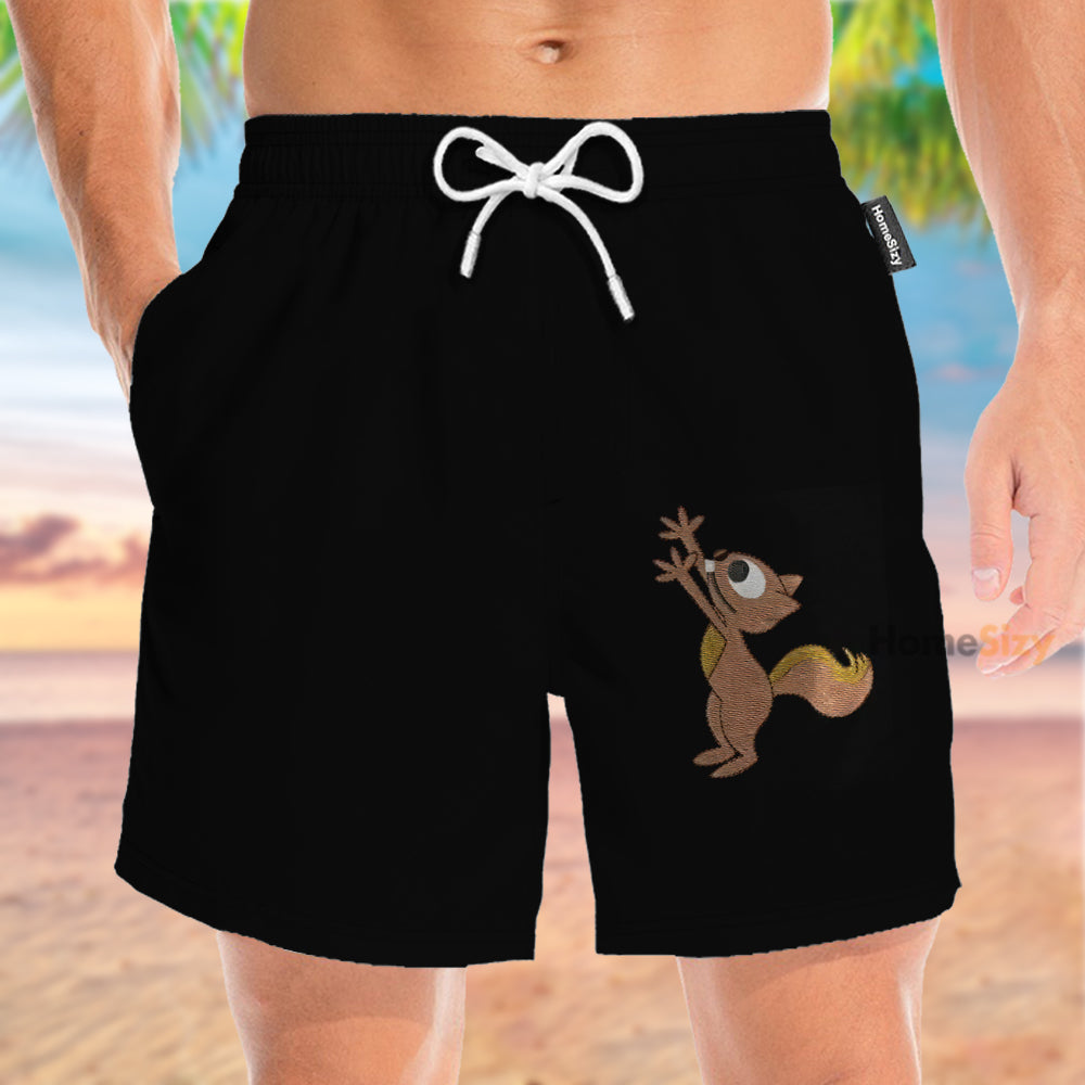 Squirrel Want Hazelnuts Black Funny - Beach Shorts