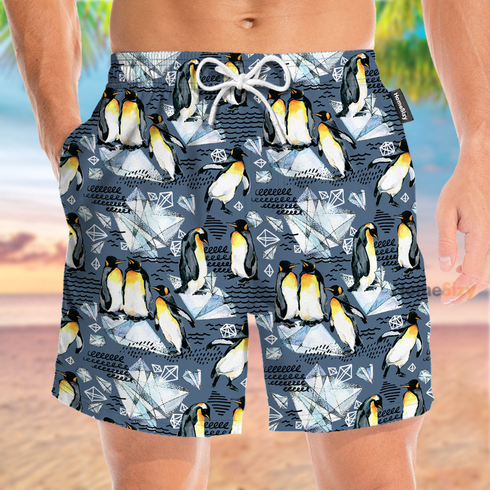 Watercolor Emperor Penguin - Beach Shorts