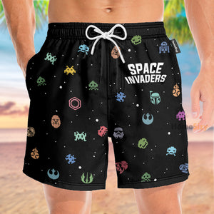 Space Invaders Video Game Cosplay Costume - Beach Shorts