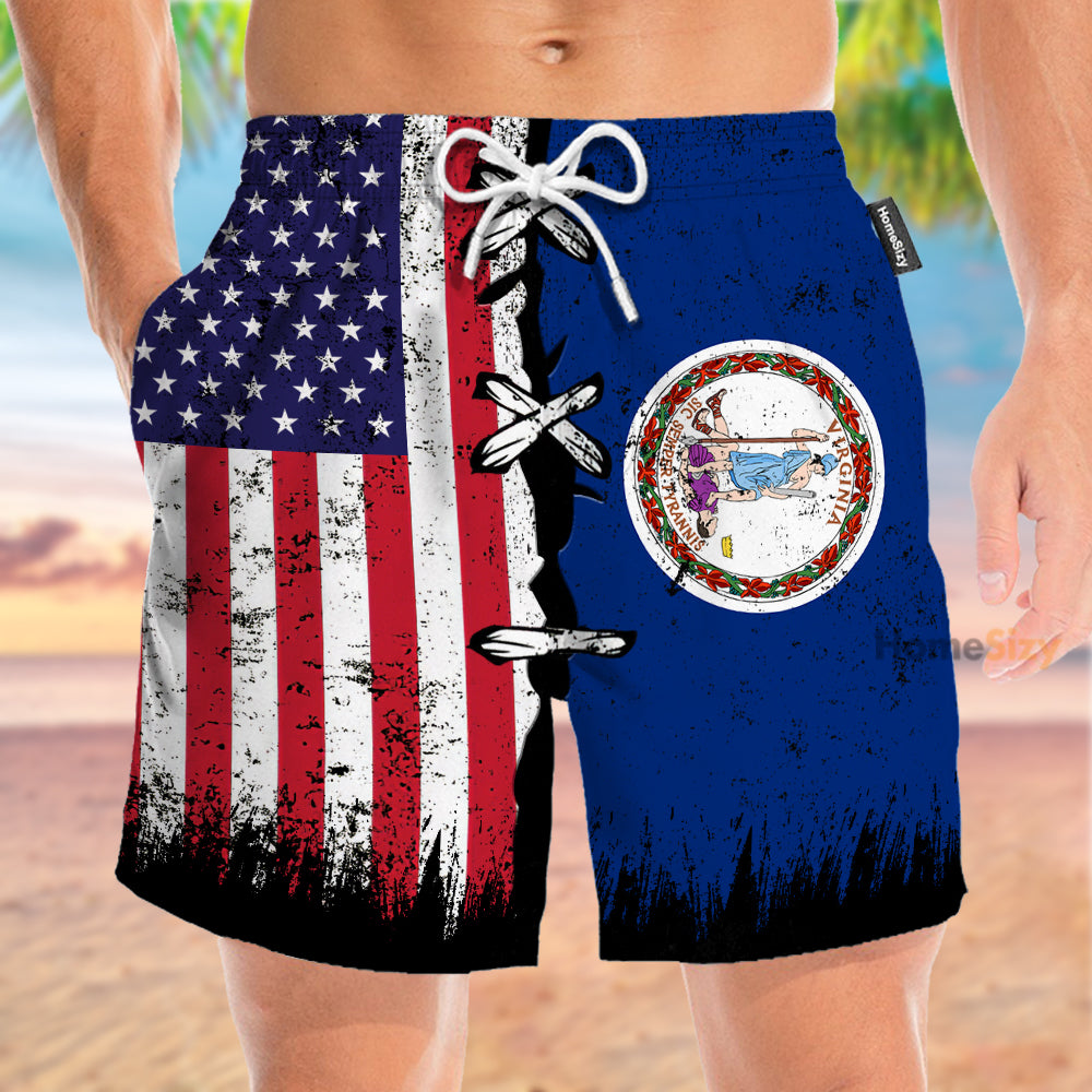 Virginia x American Flag - Beach Shorts