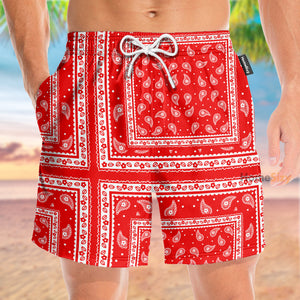 Red Paisley Bandana - Beach Shorts