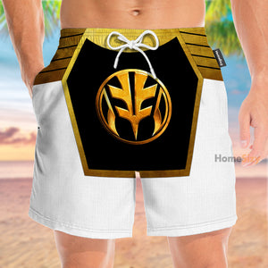 Mighty Morphin Power Ranger White Cosplay Costume - Beach Shorts