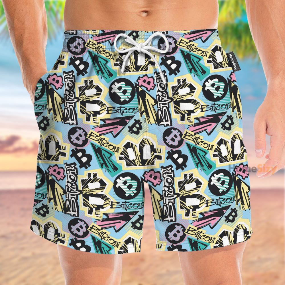 Bitcoin In Doodle Style - Beach Shorts