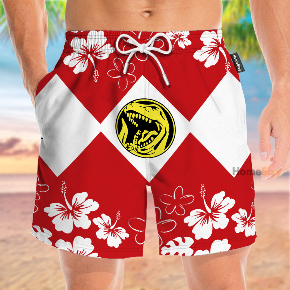 Mighty Morphin Power Ranger Red Cosplay Costume - Beach Shorts