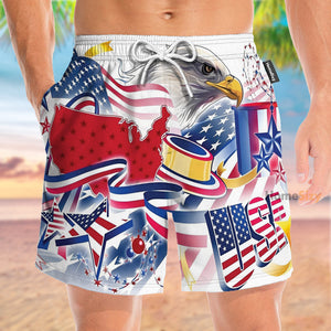 America Eagle 4th July Idependence Day - Beach Shorts