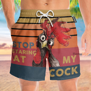 Stop Staring At My Coc Red - Beach Shorts