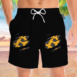 Bitcoin Symbol Torn Shirt Pattern - Beach Shorts