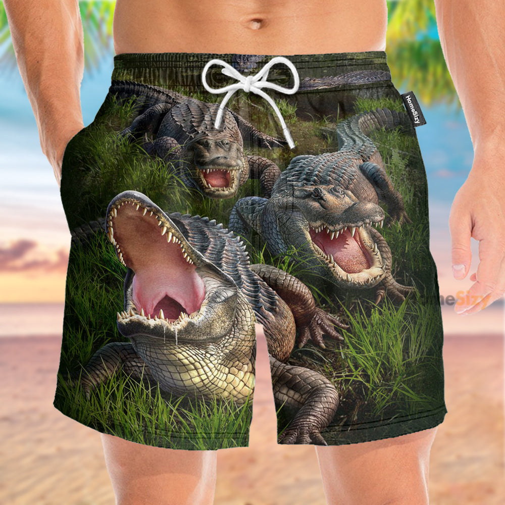 The Crocodile Cannot Turn Its Head - Beach Shorts