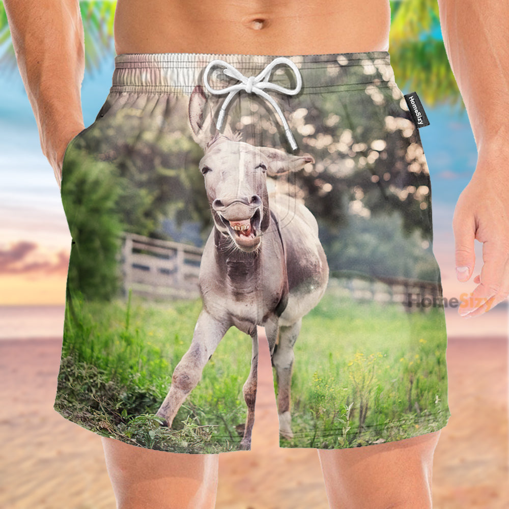 Happy Little Donkey Funny - Beach Shorts