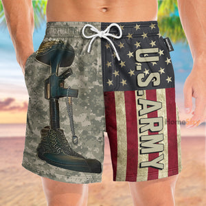 US Army Veteran Helmet Gun Boots - Beach Shorts