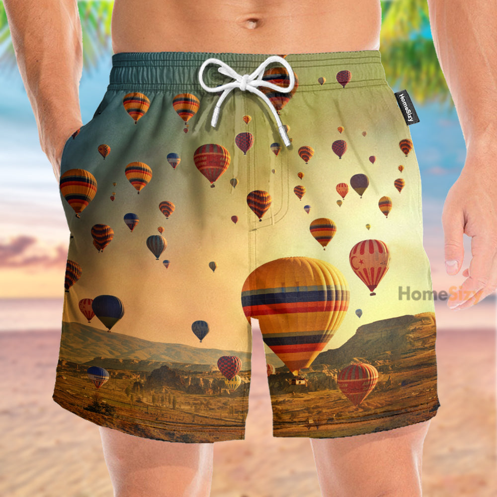 Hot Air Balloon In the Sky Tropical - Beach Shorts