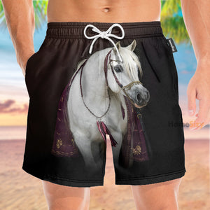 Beautiful Arabian White Horse - Beach Shorts