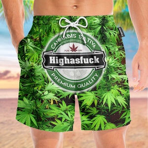 Weed Highasfuck Premium Quality - Beach Shorts