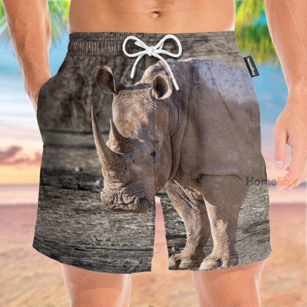 Rhino Tropical - Gift For Animal Lovers - Beach Shorts