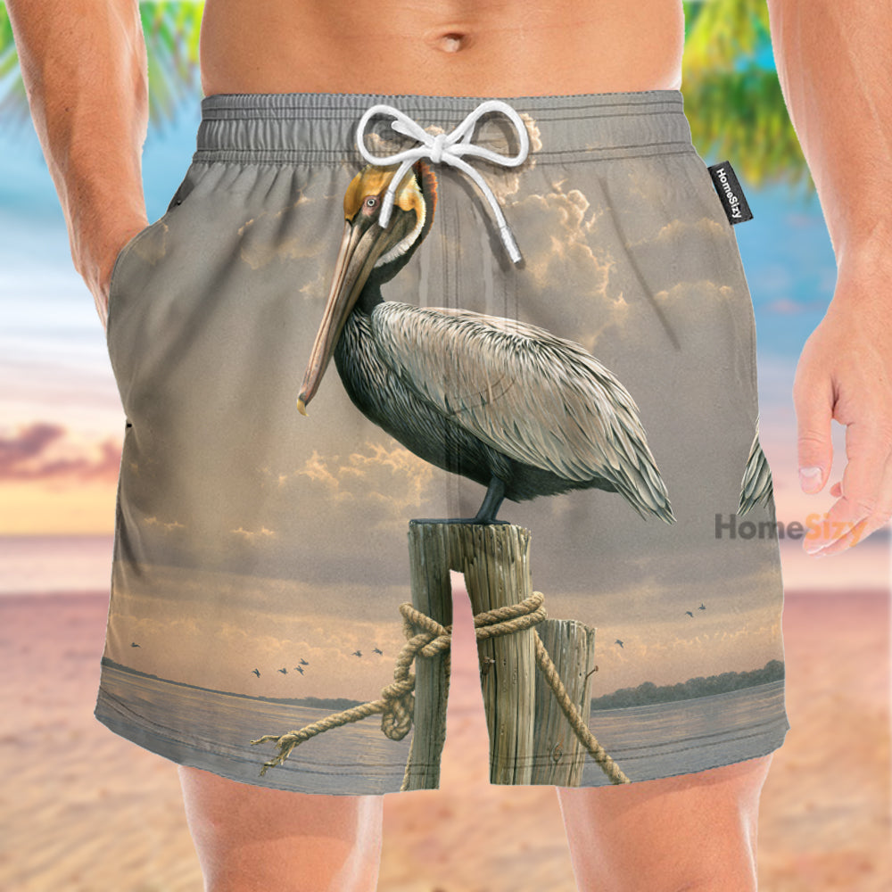 Pelican Painting Tropical - Beach Shorts