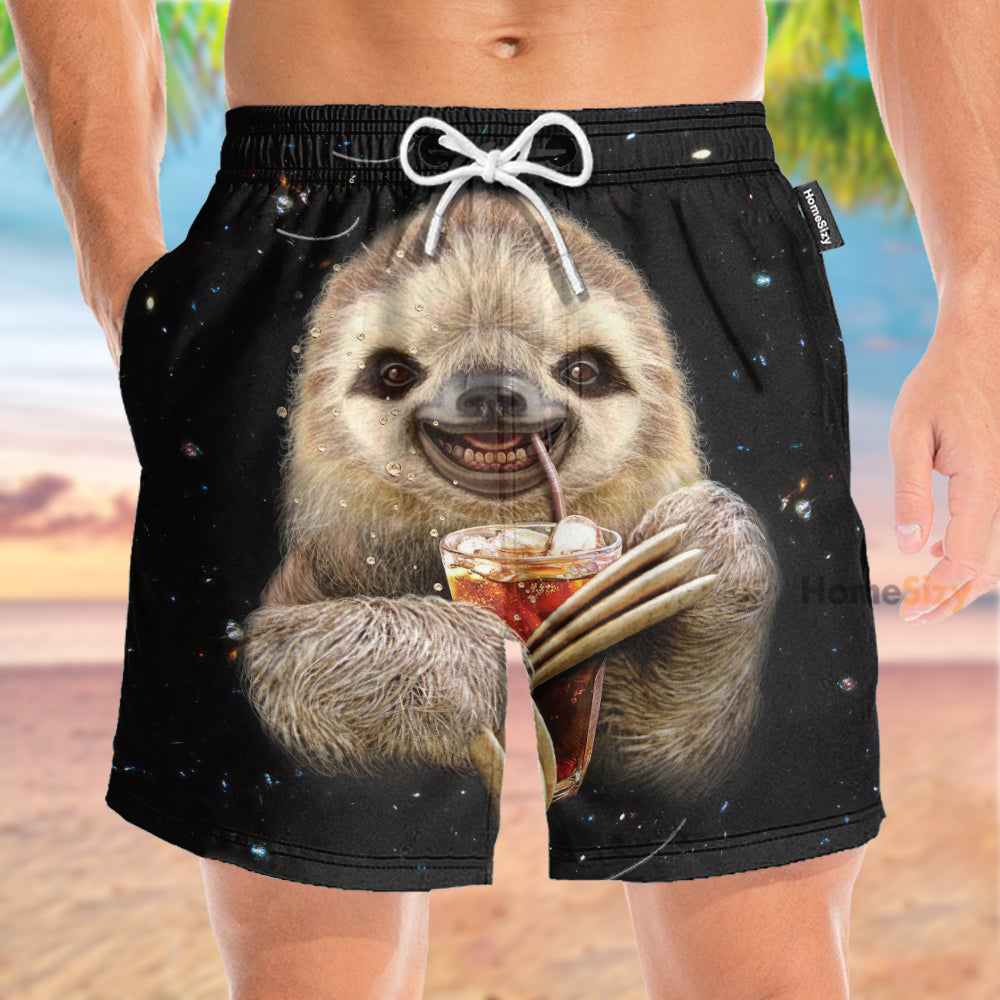 Funny Drinking Sloth - Beach Shorts