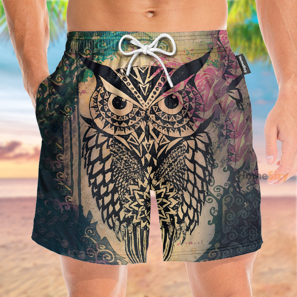 Mandala Owls - Beach Shorts